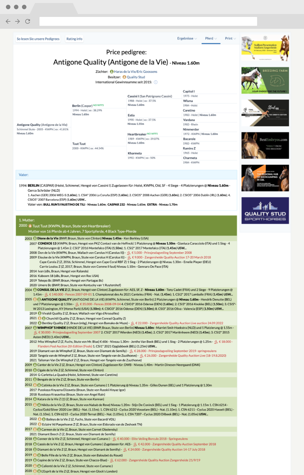 price pedigree page