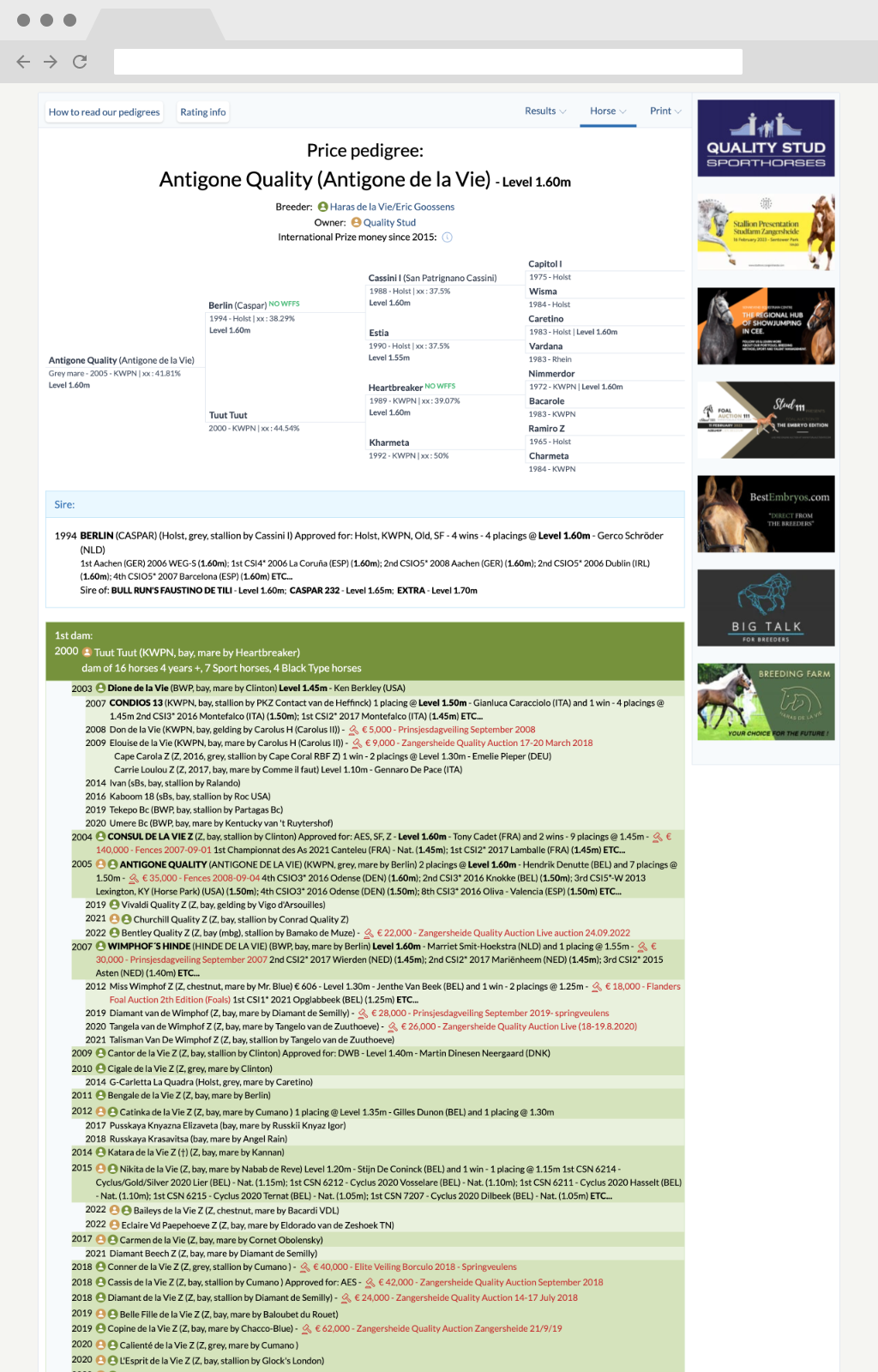 price pedigree page