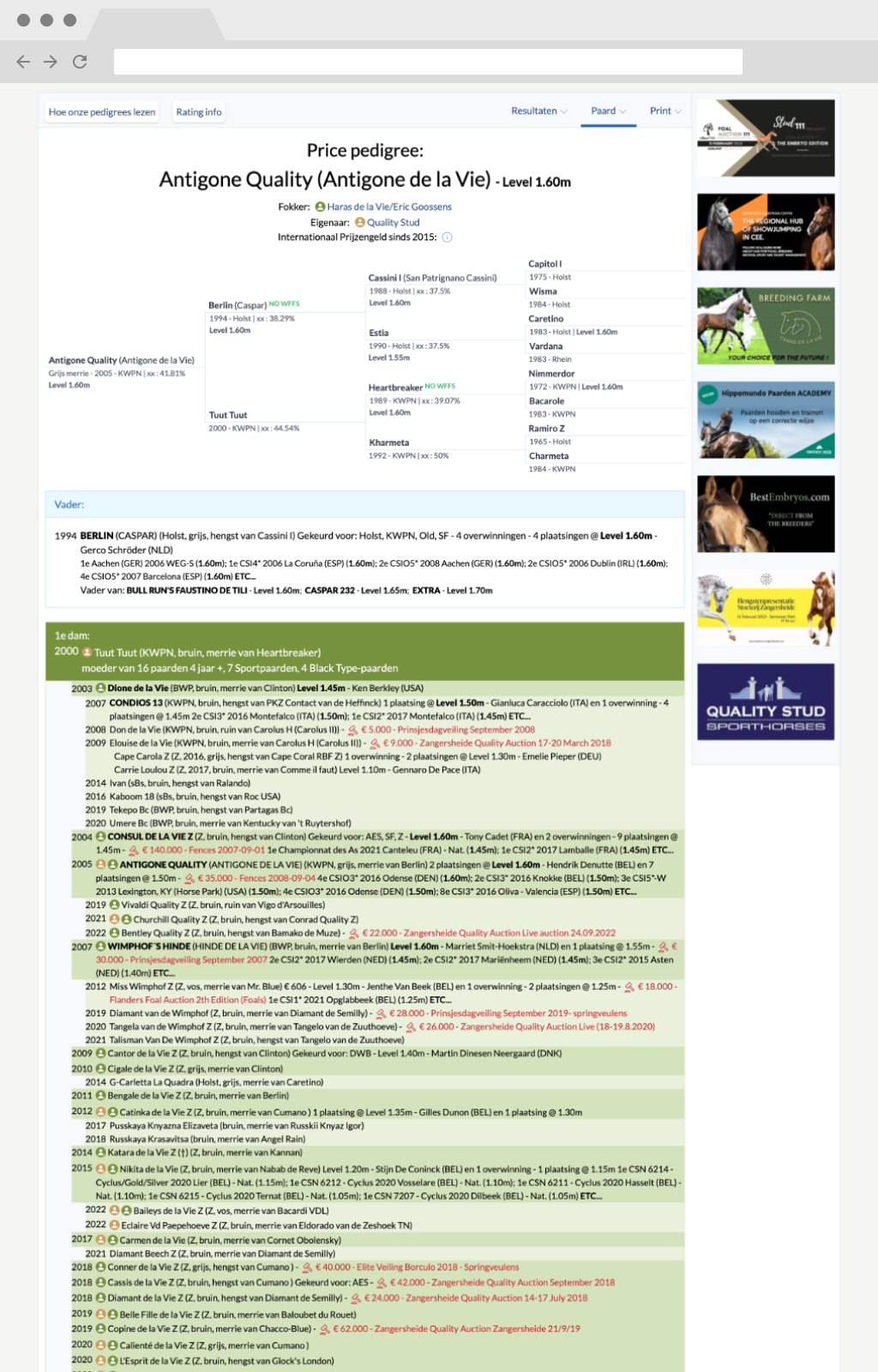 price pedigree page