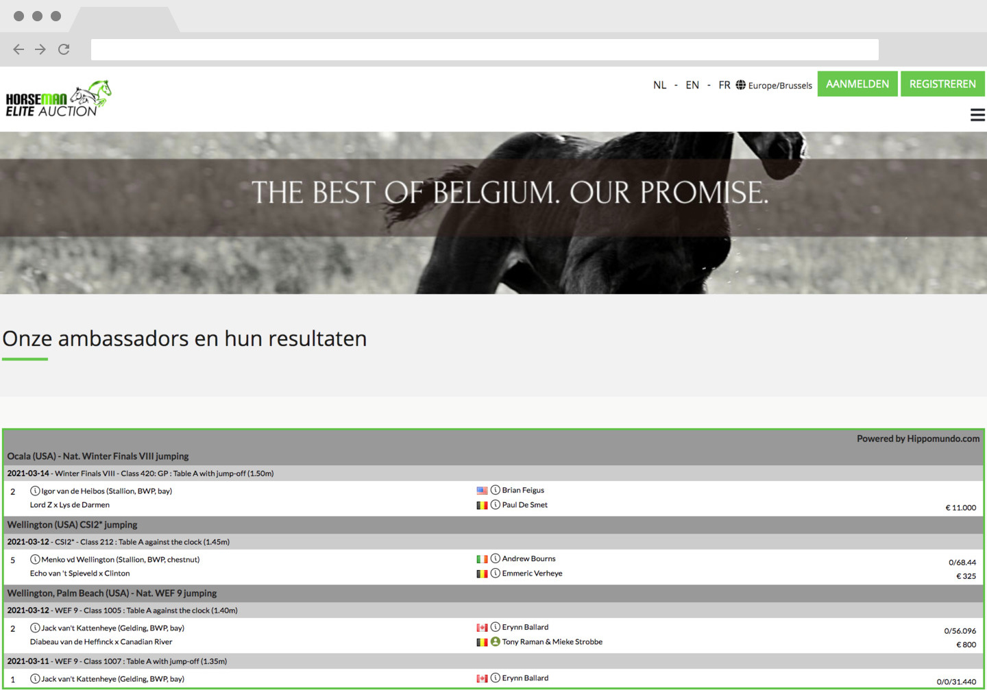 Business resultaten van de referenties van jouw veiling